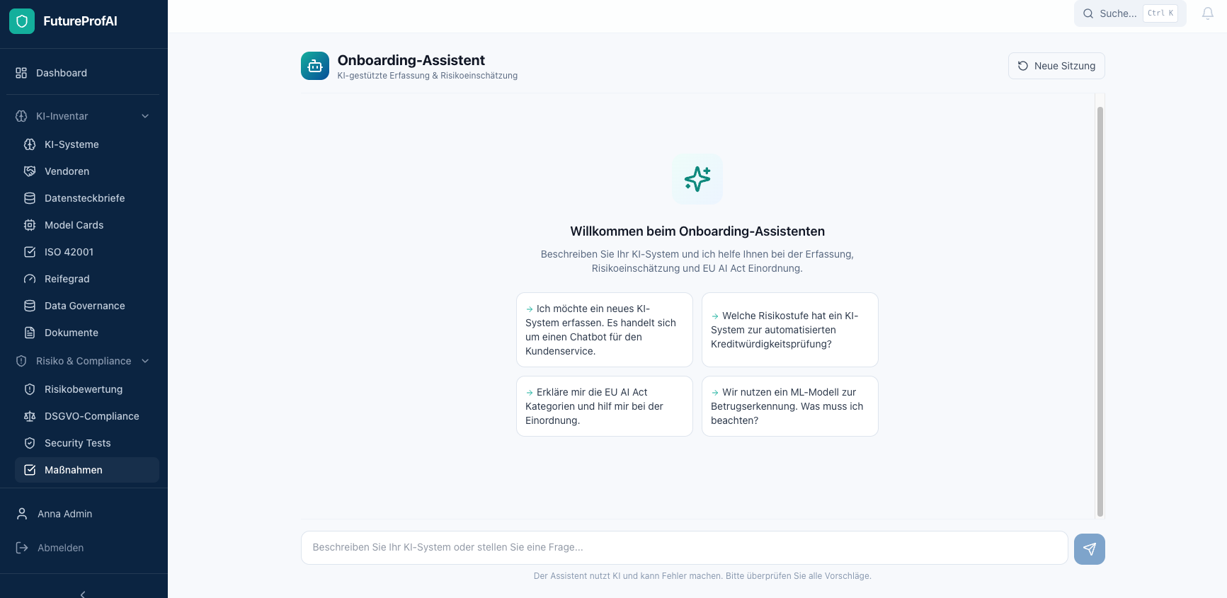 FutureProfAI KI-Onboarding-Assistent mit Streaming-Antworten